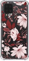 Anti Shock Hoesje Geschikt voor Samsung Galaxy A12 GSM Hoesje met doorzichtige rand Watercolor Flowers