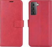 Samsung Galaxy S21 Hoesje - Mobigear - Wallet Serie - Kunstlederen Bookcase - Rood - Hoesje Geschikt Voor Samsung Galaxy S21