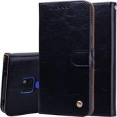 Business Style Oil Wax Texture Horizontale Flip Leather Case voor Huawei Mate 20, met houder & kaartsleuven & portemonnee (zwart)
