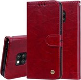 Zakelijke stijl olie-wax textuur horizontale flip lederen hoes voor Huawei Mate 20 Pro, met houder & kaartsleuven en portemonnee (rood)
