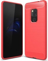 Geborsteld textuur koolstofvezel schokbestendig TPU-hoesje voor Huawei Mate 20 (rood)