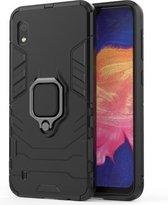 PC + TPU schokbestendige beschermhoes voor Galaxy A10, met magnetische ringhouder (zwart)