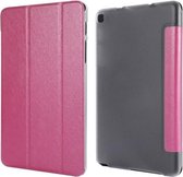 Horizontale leren flip-case met zijdetextuur en drie-uitklapbare houder voor Galaxy Tab P200 (magenta)