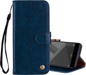 Voor Geschikt voor Xiaomi Redmi Note 4X Business Style Oil Wax Texture Horizontal Flip Leather Case met houder & kaartsleuven & portemonnee (blauw)
