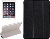 Horizontale lederen flip-hoes met zijdetextuur en drie-uitklapbare houder voor iPad Mini 2019 (zwart)