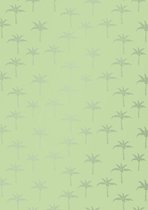 Limoengroen Inpakpapier met Zomerse Palmbomen- Breedte 70 cm - 200m lang