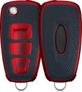 kwmobile autosleutelhoes compatibel met Ford 3-knops inklapbare autosleutel - TPU beschermhoes in rood / zwart - Autosleutelcover