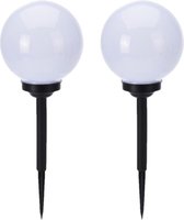 Set van 4x stuks solar tuinlampen/prikspots bol op zonne-energie 20 cm - Prikspots tuinverlichting