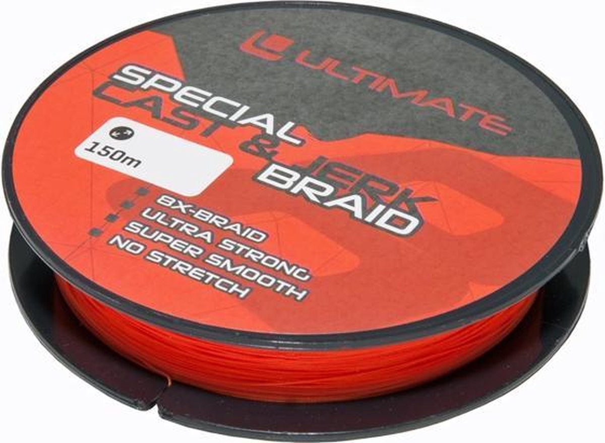 Ultimate Special Cast & Jerk Braid Fluo Red 0,28mm 21kg 150m | Gevlochten lijn