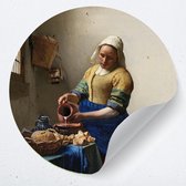 Muurcirkel Melkmeisje van Vermeer - Zelfklevende muursticker
