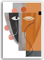 Abstract Vintage Poster Face 2 - 40x60cm Canvas - Multi-color