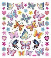 Stickers, vel 15x16,5 cm,  21 stuk, , bloemen en vlinders, 1vel