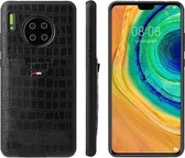 Voor Huawei Mate 30 Fierre Shann Crocodile Texture PU lederen beschermhoes met kaartsleuf (Blak)