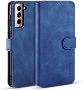 CaseMe - Samsung Galaxy S21 Hoesje - Met Magnetische Sluiting - Ming Serie - Leren Book Case - Blauw