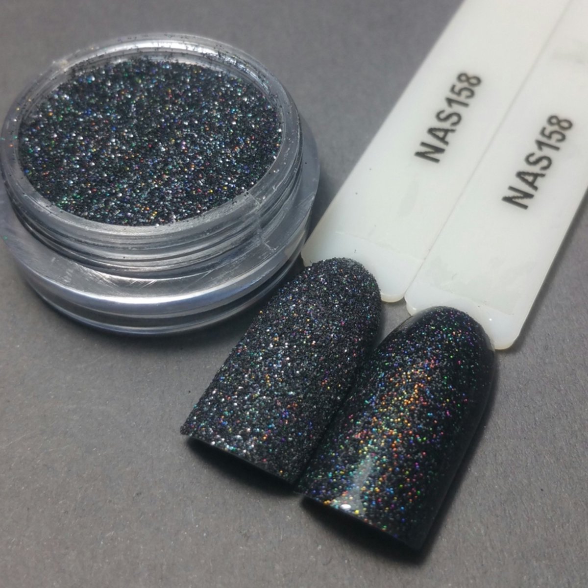 Goedkoopste Nailart Sugar - Nagel glitter - Korneliya Nailart Decor Zand 158 Holografic Antraciet