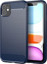 iPhone 12 Pro Max Carbon Fiber Look Hoesje - Apple iPhone 12 Pro Max Carbon Hoesje Cover Case - Blauw