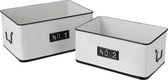 J-Line Set Van 2 Opbergdozen Met Handvat Metaal Wit/Zwart