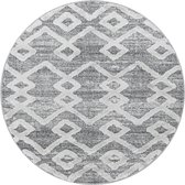 Pisa Modern Design Rond Vloerkleed Laagpolig Grijs- 80 CM ROND.