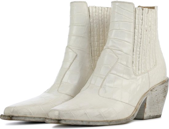 Elena Iachi Vrouwen Leren Croco Cowboy Laarzen / Western Boots E2885 - Wit  - Maat 37 | bol.com