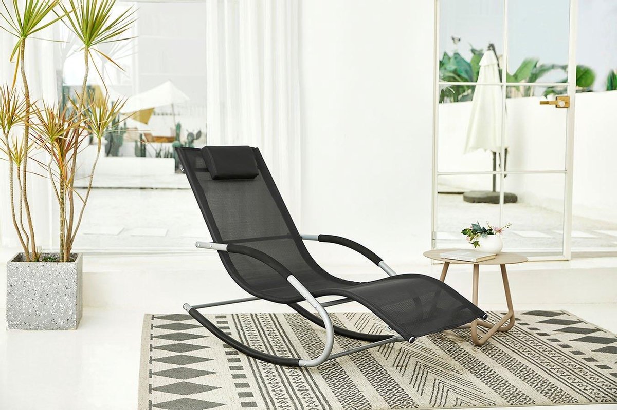 Feel Furniture - schommel ligstoel - Porto - Black | bol.com