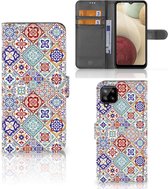 Book Case met foto Geschikt voor Samsung Galaxy A12 GSM Hoesje Tiles Color