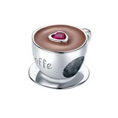 Koffie kopje hartje bedel | Love coffee bead | Zilverana | geschikt voor Biagi , Pandora , Trollbeads armband | 925 zilver