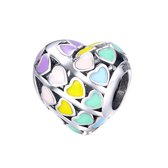 Multi heart regenboog hart bedel | love bead | Zilverana | geschikt voor Biagi , Pandora , Trollbeads armband | 925 zilver