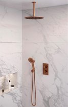 Inbouw Regendouche Set Brauer Copper Edition Plafond Uitloop Ronde Hoofddouche 30 cm Met Handdouche 3 Standen Koper