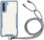 Samsung Galaxy S21 Hoesje met Koord Back Cover Keycord Blauw