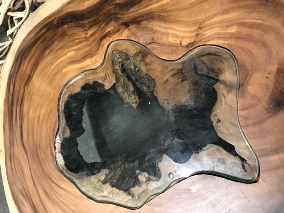 Tafel natuurhout Bali met glas