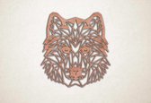 Line Art - Hond - Husky - M - 64x60cm - Multiplex - geometrische wanddecoratie