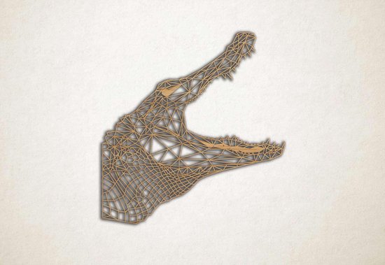 Line Art - Krokodil 1 - M - 62x60cm - Eiken - geometrische wanddecoratie