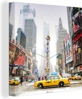 Canvas Schilderij Taxicabs in New York City - 20x20 cm - Wanddecoratie