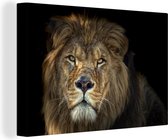 Canvas Schilderij Zwart - Leeuw - Wilde dieren - 30x20 cm - Wanddecoratie
