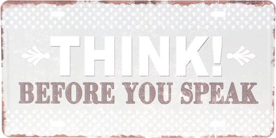 Amerikaans nummerbord - Think before you speak