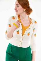 Voodoo Vixen Cardigan -L- Citrus orange embroidered Creme