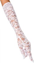 Atixo Kostuum Handschoenen Long Lace Wit