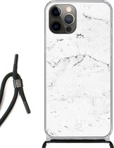 iPhone 12 hoesje met koord - Pearly Marble