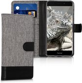 kwmobile telefoonhoesje voor Honor 6C Pro - Hoesje met pasjeshouder in grijs / zwart - Case met portemonnee