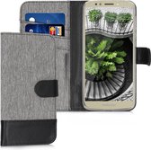 kwmobile telefoonhoesje voor Motorola Moto E5 - Hoesje met pasjeshouder in grijs / zwart - Case met portemonnee