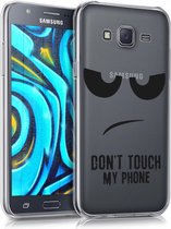 kwmobile telefoonhoesje voor Samsung Galaxy J5 (2015) - Hoesje voor smartphone in zwart / transparant - Don't Touch My Phone design