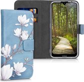 kwmobile telefoonhoesje geschikt voor Nokia 2.2 - Backcover voor smartphone - Hoesje met pasjeshouder in taupe / wit / blauwgrijs - Magnolia design