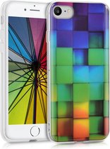 kwmobile telefoonhoesje voor Apple iPhone 7 / 8 / SE (2020) - Hoesje voor smartphone in meerkleurig / groen / blauw - Regenboog Kusbussen design