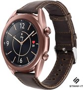 Leer Smartwatch bandje - Geschikt voor  Samsung Galaxy Watch 3 - 41mm leren bandje - donkerbruin - Strap-it Horlogeband / Polsband / Armband