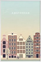 JUNIQE - Poster met kunststof lijst Amsterdam - retro -13x18 /Bruin