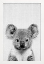 JUNIQE - Poster met houten lijst Koala zwart-wit foto -13x18 /Grijs &