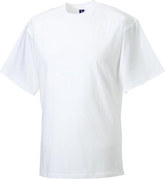Russell Europa Heren Werkkleding Korte Mouwen Katoenen T-Shirt (Wit)