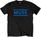 Muse Heren Tshirt -L- Dark Blue Logo Zwart