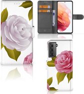 Wallet Book Case Samsung Galaxy S21 Telefoon Hoesje Cadeau voor haar Roses