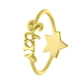 Lucardi Meisjes Kinder ring met plating - Ster - Cadeau - Echt Zilver - Goudkleurig